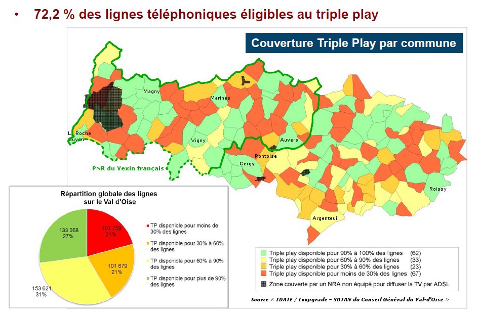 Carte de situation de l'ADSL dans le Vexin fran&ccedil;ais - Val d'oise